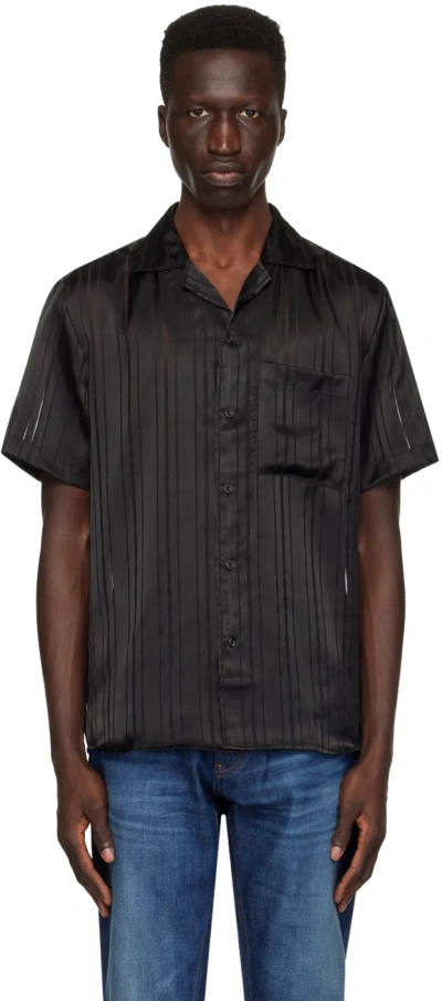 Hugo Black Striped Shirt In 001-black