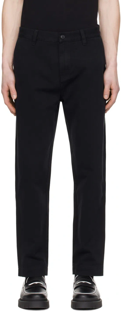 Hugo Black Tapered-fit Trousers In 001-black
