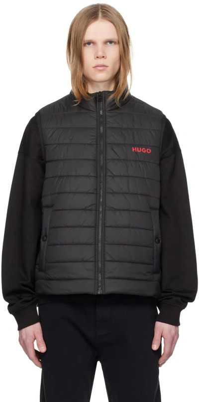 Hugo Black Water-repellent Vest In 001-black