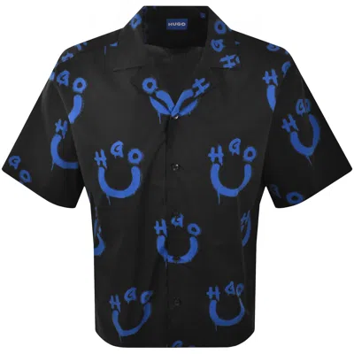 Hugo Blue All Over Print Shirt Black