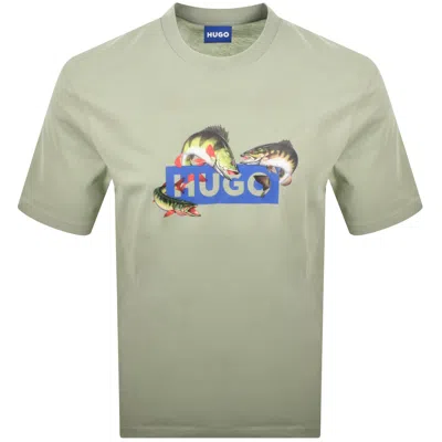 Hugo Blue Artwork T Shirt Green