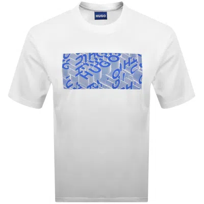 Hugo Blue Artwork T Shirt White