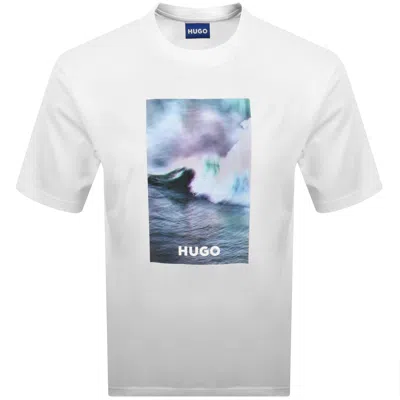 Hugo Blue Artwork T Shirt White