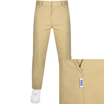 Hugo Blue Dino242 Trousers Beige In Brown