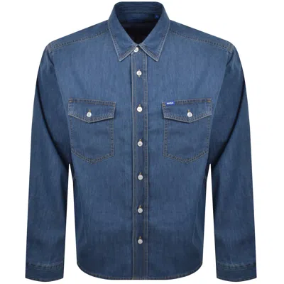Hugo Blue Ebino Long Sleeve Shirt Blue