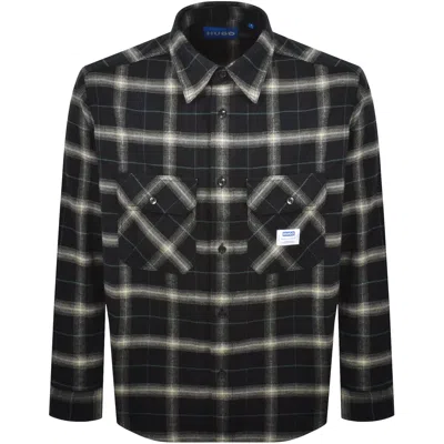 Hugo Blue Ebolt Check Overshirt Black