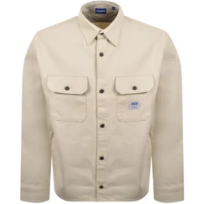 Hugo Blue Ekynone Overshirt Cream In Gray