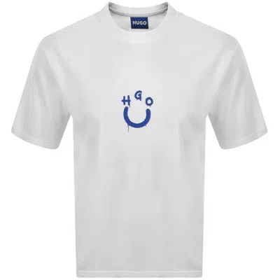Hugo Blue Happy Hugo Logo T Shirt White