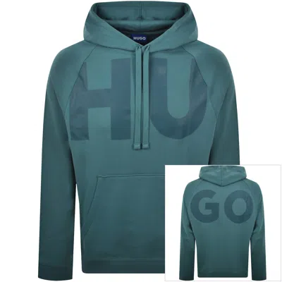 Hugo Blue Logo Hoodie Turquoise Blue