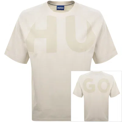 Hugo Blue Logo T Shirt Open White