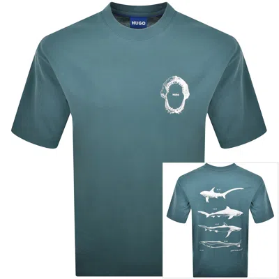 Hugo Blue Marine Artwork T Shirt Blue