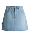 Hugo Boss Blue Mini Skirt In Rigid Denim With Hammer Loop In Turquoise