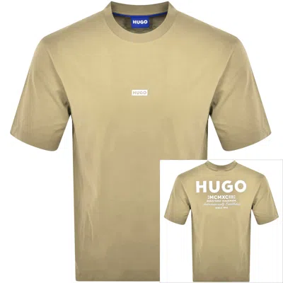 Hugo Blue Nalono T Shirt Beige In Green