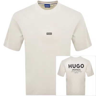 Hugo Blue Nalono T Shirt Cream In Neutral