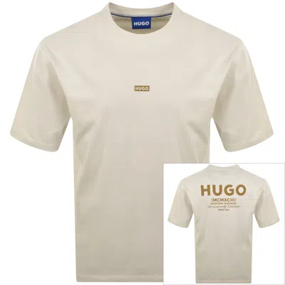 Hugo Blue Nalono T Shirt Cream In White