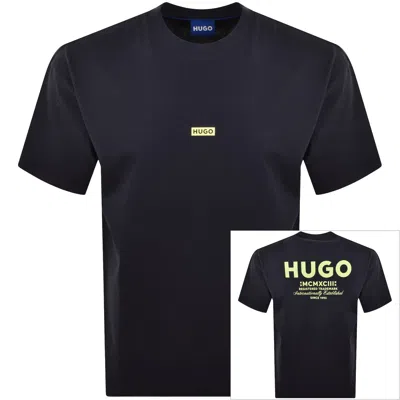 Hugo Blue Nalono T Shirt Navy In Black