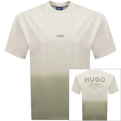 Hugo Blue Nalono T Shirt Off White In Multi