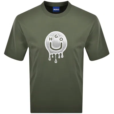 Hugo Blue Nedirix T Shirt Green In Gray