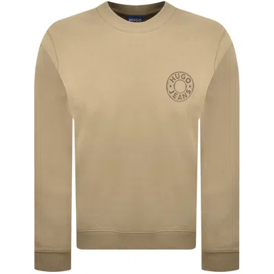 Hugo Blue Nedos Sweatshirt Beige In Brown