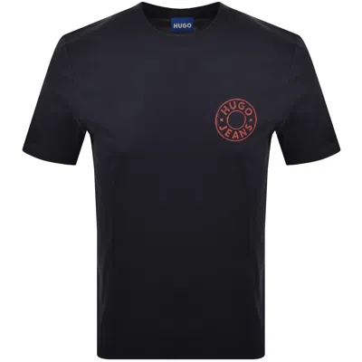 Hugo Blue Nemodo T Shirt Dark Blue In Black
