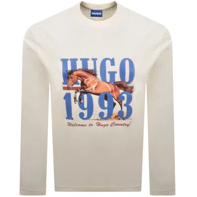 Hugo Blue Nevalon Long Sleeve T Shirt Off White