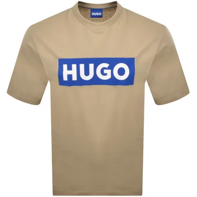Hugo Blue Nico Crew Neck T Shirt Beige In Brown