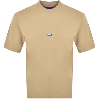 Hugo Blue Nieros Logo T Shirt Beige