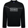 Hugo Blue Noideryos Loose Fit Sweatshirt With Line Logo In Black In Black