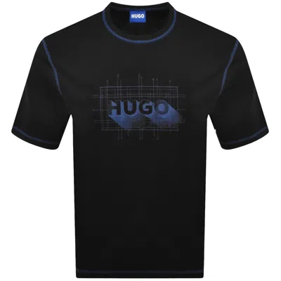 Hugo Blue Nothal Graphic Chest Logo T-shirt In Black