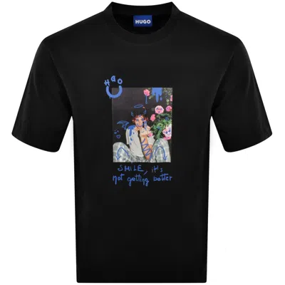 Hugo Blue Nugobeam Graphic T Shirt Black