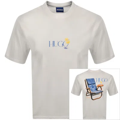 Hugo Blue Nulaxo T Shirt Cream In Gray