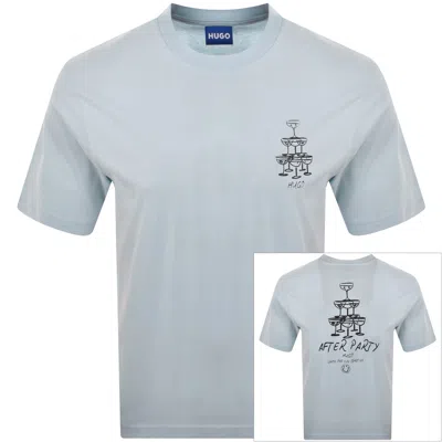 Hugo Blue Printed Artwork T Shirt Blue