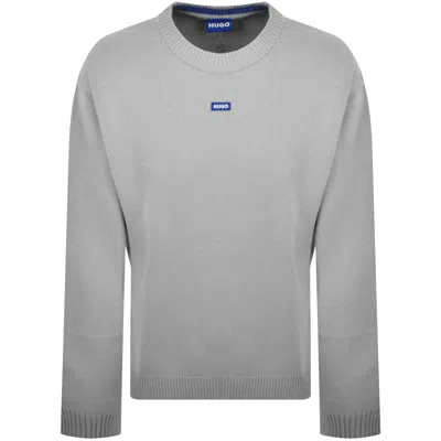 Hugo Blue San Casey Knit Jumper Grey In Gray