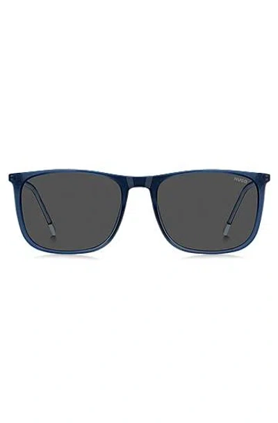 Hugo Blue Sunglasses With Logo Details In Black