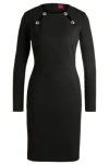 Hugo Boss Bodycon Dress With Cut-out Details And Silver Trimmings In Black