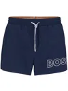 Hugo Boss Quick-drying Swim Shorts With Outline Logo