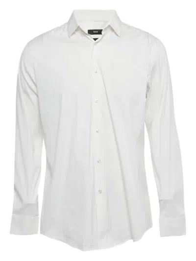 Pre-owned Hugo Boss 1230069 Button Shirt In White