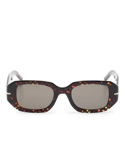 Hugo Boss 1608s Tortoiseshell Rectangle-frame Sunglasses In Brown