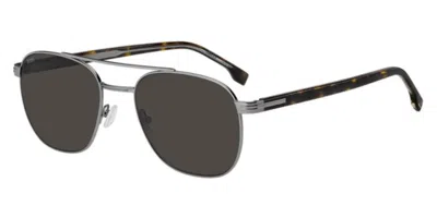 Hugo Boss 1723/s 31z/ir Men's Sunglasses Silver Size 56 In Black