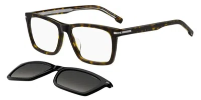 Hugo Boss 1726/g/cs Asian Fit With Clip-on Men's Glasses, Tortoiseshell, Size 55 In Multi