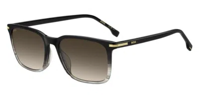 Hugo Boss 1749/g/s Asian Fit Edm/ha Men's Sunglasses Black Size 55 In Blue