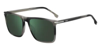 Hugo Boss 1750/g/s Asian Fit 2w8/mt Men's Sunglasses Black Size 56 In Grey Black Horn