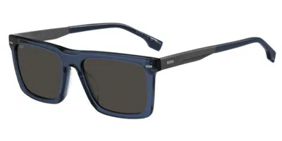 Hugo Boss 1765/g/s Asian Fit Pjp/ir Men's Sunglasses Blue Size 55