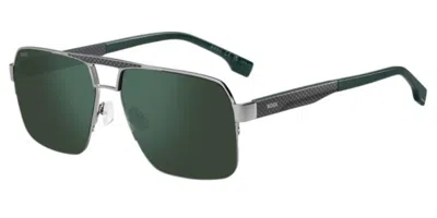 Hugo Boss 1767/s 6lb/mt Men's Sunglasses Silver Size 60 In Green