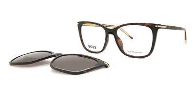 Hugo Boss 1787/g/c With Clip-on Asian Fit Women's Glasses, Tortoiseshell, Size 55 In Brown