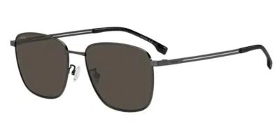 Hugo Boss 1870/f/s Vestibilità Orientale V81/ir Occhiali Da Sole Gunmetal Per Uomo In Gray