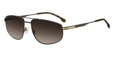 Hugo Boss 1887/s Fg4/ha Occhiali Da Sole Marroni Per Uomo In Gold