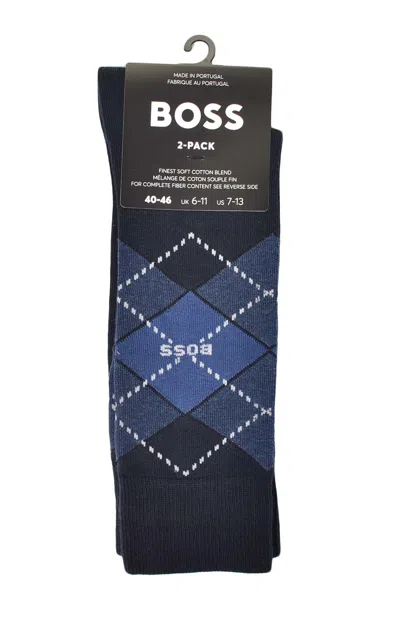 Hugo Boss 2 Pack Argyle Socks 403 Dark Blue