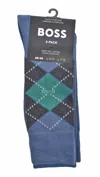 HUGO BOSS 2 PACK ARGYLE SOCKS BRIGHT BLUE