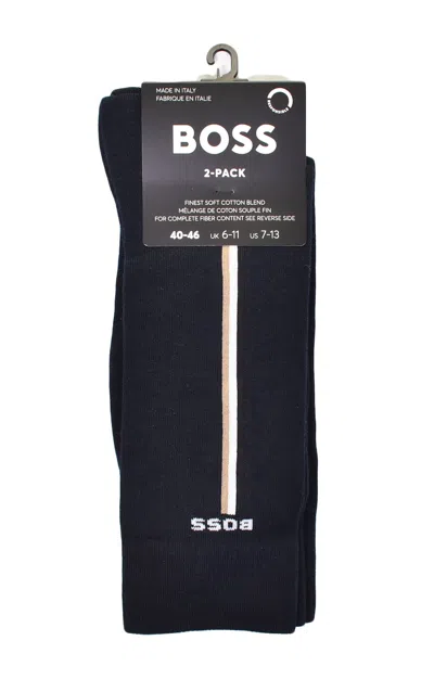 Hugo Boss 2 Pack Iconic Stripe Socks Navy In Blue